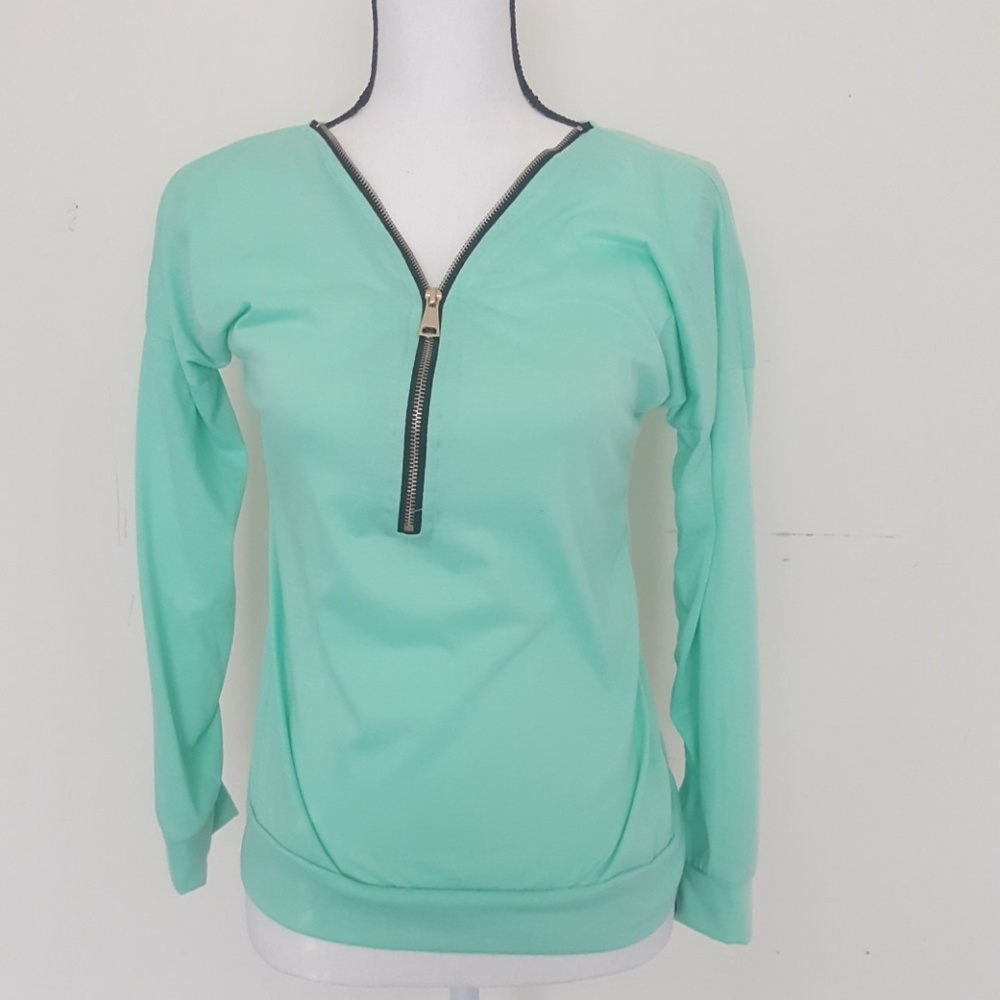 Teal Blouse with Zipper